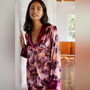 🌸💜 NWT By Anthropologie Luxe Sleep Top – Purple & Pink Floral | XSP